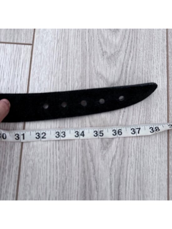 Black Suede Belt With Gold-Tone Buckle - Wide Waist Belt For Women
